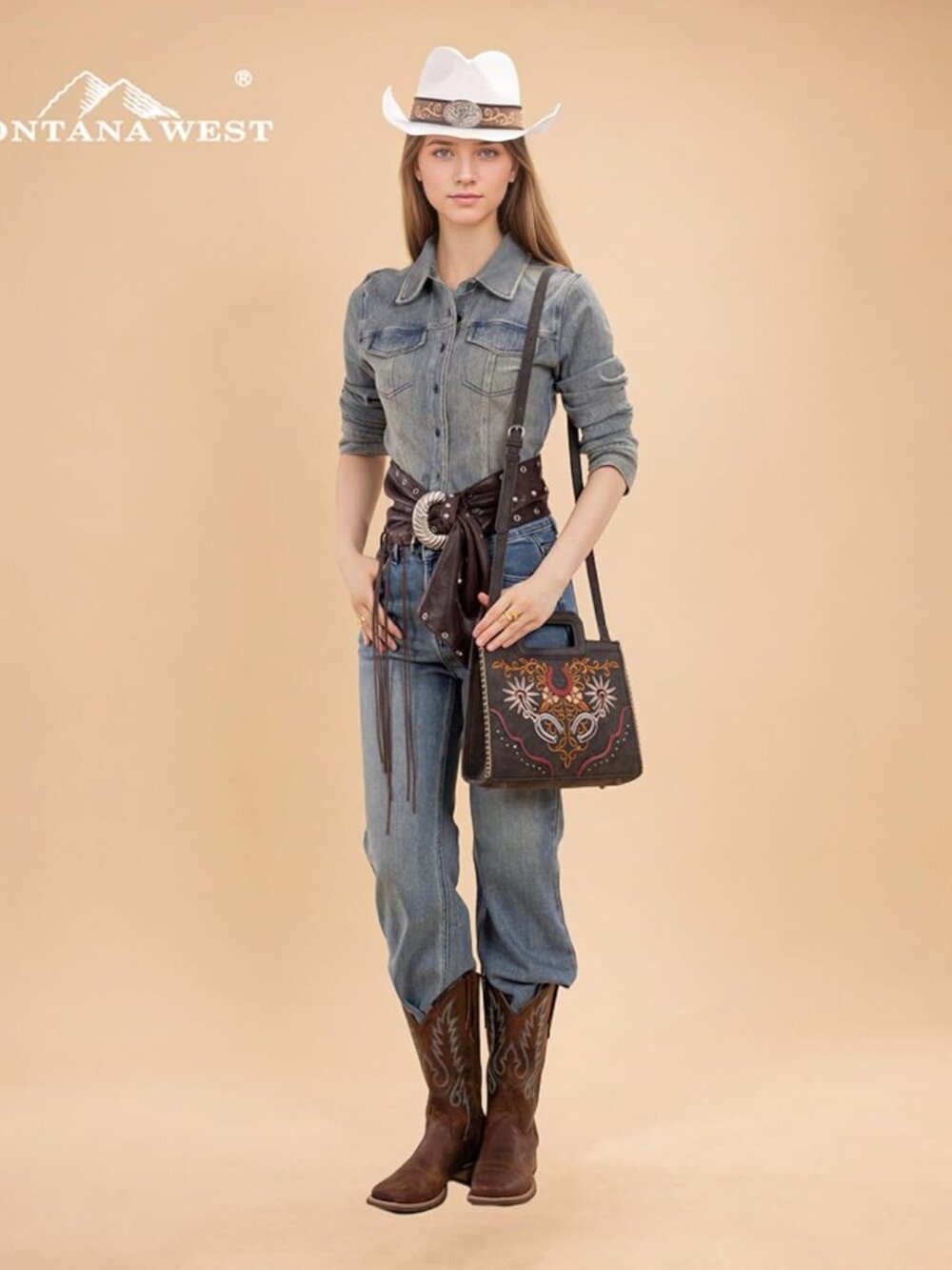 Western Embroidery Crossbody Bags for Women Top Handle Crossbody Purse - Picture 6 of 6